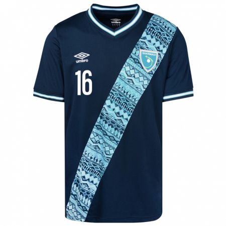 Kandiny Herren Guatemala José Morales #16 Blau Auswärtstrikot Trikot 24-26 T-Shirt