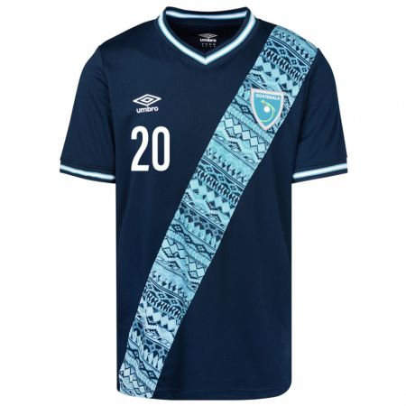 Kandiny Herren Guatemala Jorge De León #20 Blau Auswärtstrikot Trikot 24-26 T-Shirt