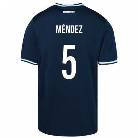 Kandiny Herren Guatemala Diego Méndez #5 Blau Auswärtstrikot Trikot 24-26 T-Shirt