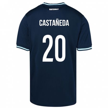 Kandiny Herren Guatemala Brayam Castañeda #20 Blau Auswärtstrikot Trikot 24-26 T-Shirt