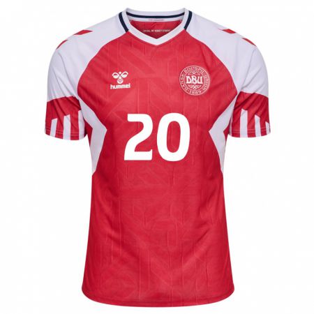 Kandiny Damen Dänische Japhet Sery Larsen #20 Rot Heimtrikot Trikot 24-26 T-Shirt