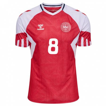 Kandiny Damen Dänische Josefine Hasbo #8 Rot Heimtrikot Trikot 24-26 T-Shirt