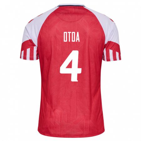Kandiny Damen Dänische Sebastian Otoa #4 Rot Heimtrikot Trikot 24-26 T-Shirt