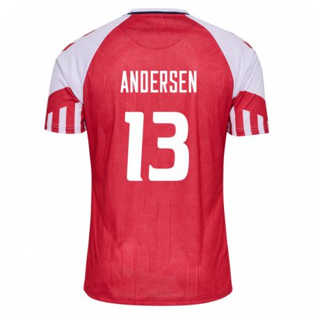 Kandiny Damen Dänische Frej Andersen #13 Rot Heimtrikot Trikot 24-26 T-Shirt