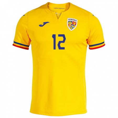 Kandiny Damen Rumänische Otto Hindrich #12 Gelb Heimtrikot Trikot 24-26 T-Shirt