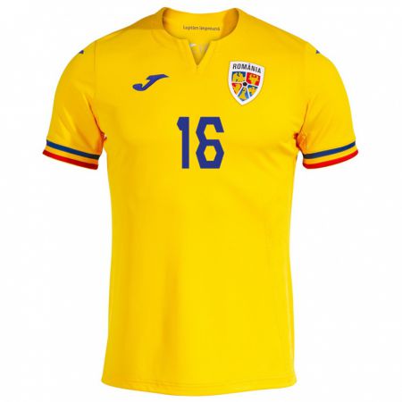 Kandiny Damen Rumänische Valentin Dumitrache #16 Gelb Heimtrikot Trikot 24-26 T-Shirt
