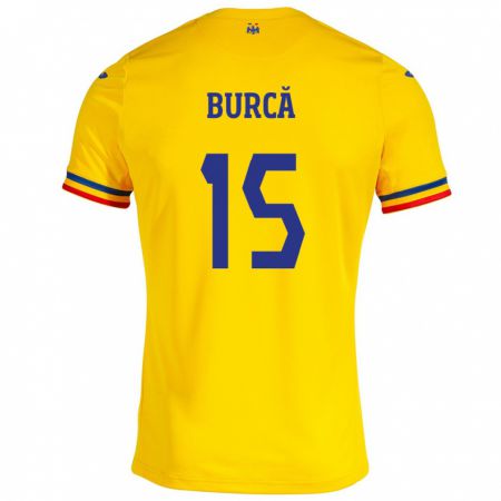 Kandiny Damen Rumänische Andrei Burcă #15 Gelb Heimtrikot Trikot 24-26 T-Shirt