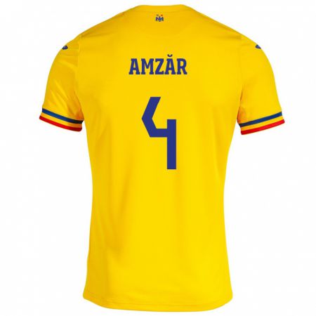 Kandiny Damen Rumänische Costin Amzăr #4 Gelb Heimtrikot Trikot 24-26 T-Shirt