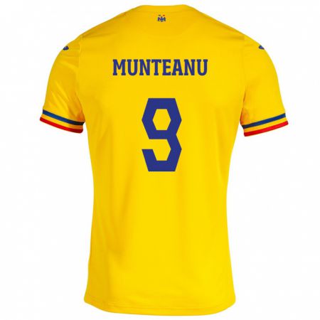 Kandiny Damen Rumänische Louis Munteanu #9 Gelb Heimtrikot Trikot 24-26 T-Shirt