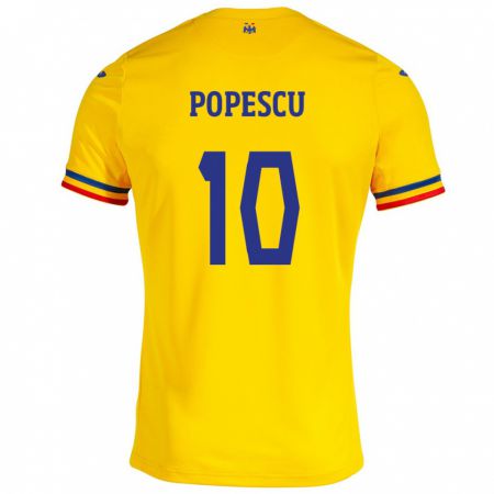 Kandiny Damen Rumänische Octavian Popescu #10 Gelb Heimtrikot Trikot 24-26 T-Shirt