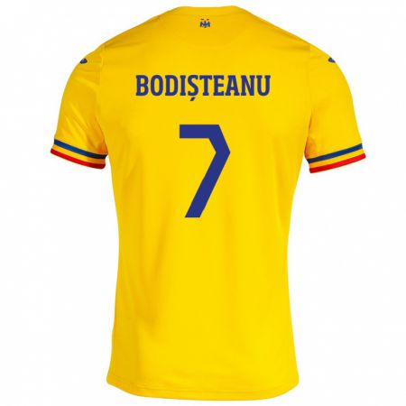 Kandiny Damen Rumänische Ștefan Bodișteanu #7 Gelb Heimtrikot Trikot 24-26 T-Shirt