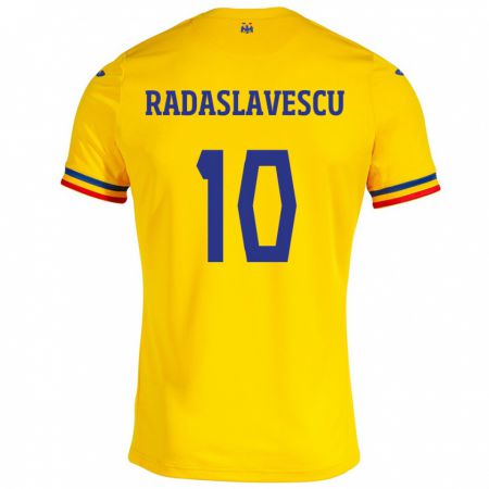 Kandiny Damen Rumänische Eduard Radaslavescu #10 Gelb Heimtrikot Trikot 24-26 T-Shirt