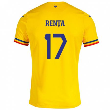 Kandiny Damen Rumänische Denis Rența #17 Gelb Heimtrikot Trikot 24-26 T-Shirt
