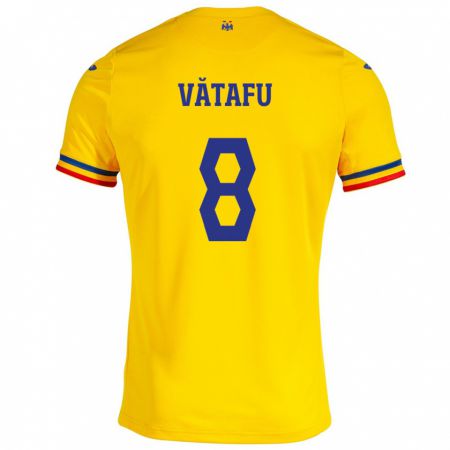 Kandiny Damen Rumänische Ștefania Vătafu #8 Gelb Heimtrikot Trikot 24-26 T-Shirt