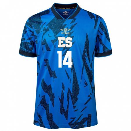 Kandiny Damen El Salvador Karen Reyes #14 Blau Heimtrikot Trikot 24-26 T-Shirt