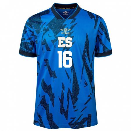 Kandiny Damen El Salvador Vasthy Delgado #16 Blau Heimtrikot Trikot 24-26 T-Shirt
