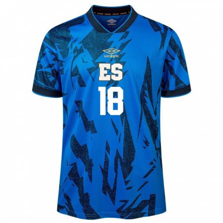 Kandiny Damen El Salvador Adriel Martínez #18 Blau Heimtrikot Trikot 24-26 T-Shirt