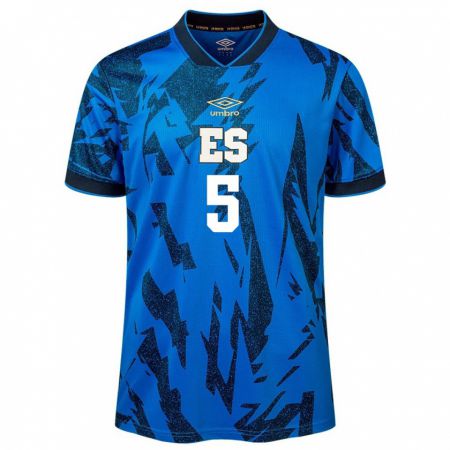 Kandiny Damen El Salvador Kristian Villalobos #5 Blau Heimtrikot Trikot 24-26 T-Shirt
