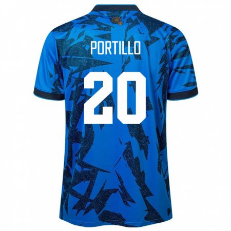 Kandiny Damen El Salvador Isaac Portillo #20 Blau Heimtrikot Trikot 24-26 T-Shirt