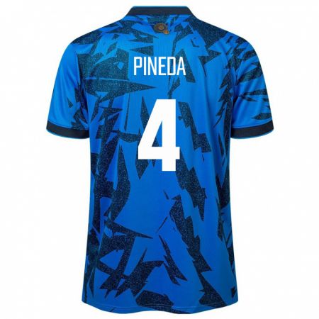 Kandiny Damen El Salvador Wálter Pineda #4 Blau Heimtrikot Trikot 24-26 T-Shirt