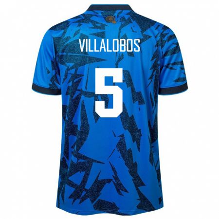 Kandiny Damen El Salvador Kristian Villalobos #5 Blau Heimtrikot Trikot 24-26 T-Shirt