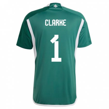 Kandiny Damen Nordirland Josh Clarke #1 Grün Heimtrikot Trikot 24-26 T-Shirt