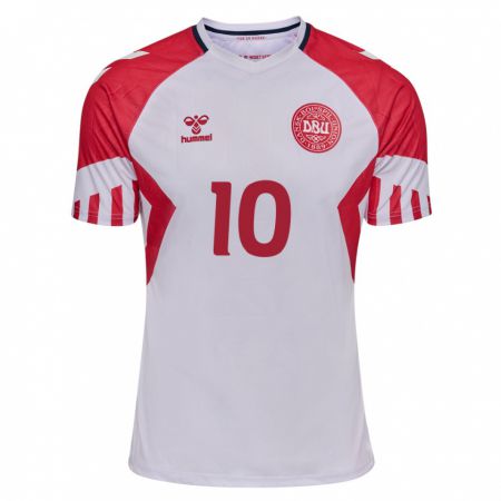 Kandiny Damen Dänische Gustav Christensen #10 Weiß Auswärtstrikot Trikot 24-26 T-Shirt