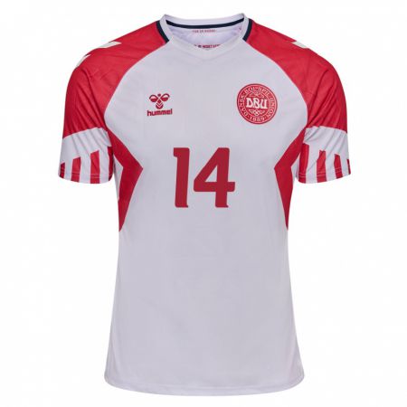 Kandiny Damen Dänische Victor Kristiansen #14 Weiß Auswärtstrikot Trikot 24-26 T-Shirt