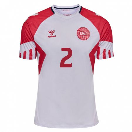 Kandiny Damen Dänische Joachim Andersen #2 Weiß Auswärtstrikot Trikot 24-26 T-Shirt
