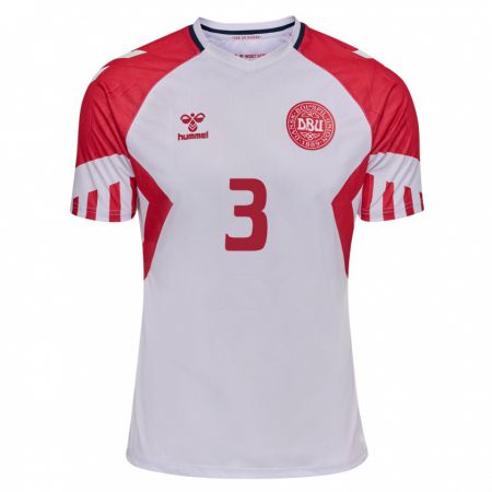 Kandiny Damen Dänische Victor Nelsson #3 Weiß Auswärtstrikot Trikot 24-26 T-Shirt
