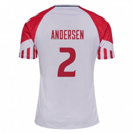 Kandiny Damen Dänische Joachim Andersen #2 Weiß Auswärtstrikot Trikot 24-26 T-Shirt