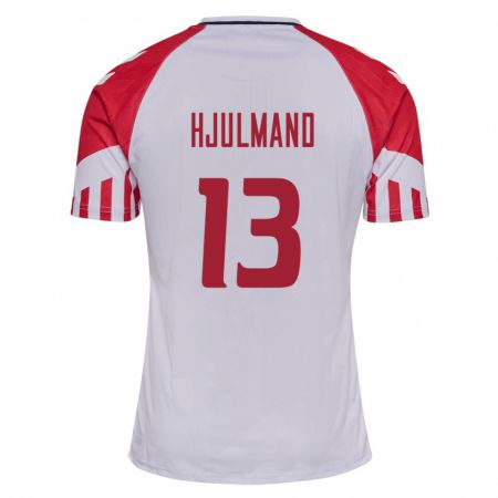 Kandiny Damen Dänische Morten Hjulmand #13 Weiß Auswärtstrikot Trikot 24-26 T-Shirt