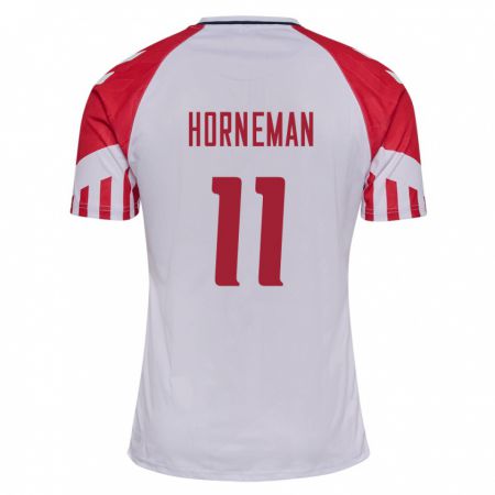 Kandiny Damen Dänische Charly Horneman #11 Weiß Auswärtstrikot Trikot 24-26 T-Shirt
