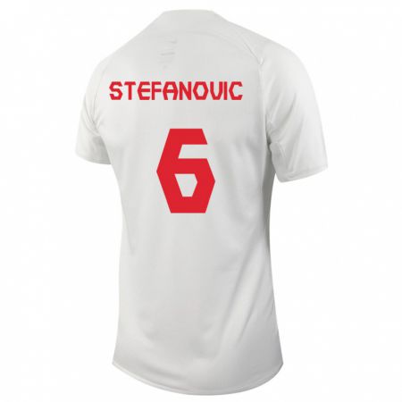 Kandiny Damen Kanadische Lazar Stefanovic #6 Weiß Auswärtstrikot Trikot 24-26 T-Shirt