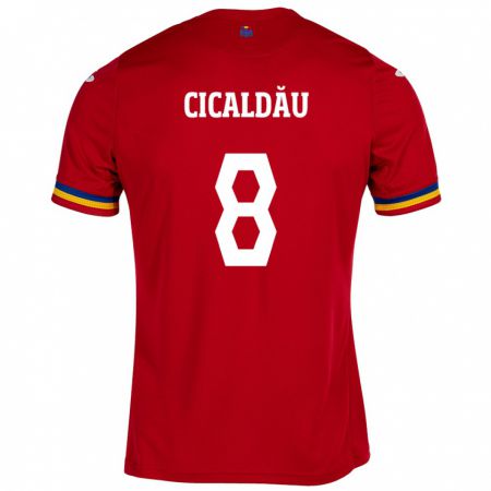 Kandiny Damen Rumänische Alexandru Cicâldău #8 Rot Auswärtstrikot Trikot 24-26 T-Shirt