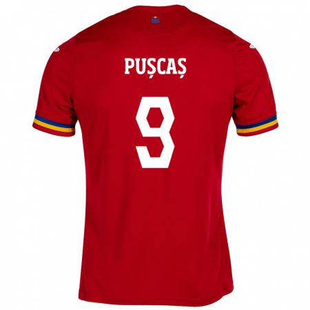 Kandiny Damen Rumänische George Pușcaș #9 Rot Auswärtstrikot Trikot 24-26 T-Shirt