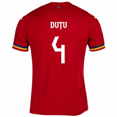 Kandiny Damen Rumänische Ștefan Duțu #4 Rot Auswärtstrikot Trikot 24-26 T-Shirt