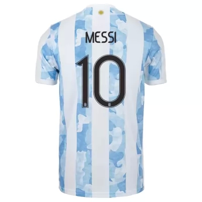Herren Argentinische Fussballnationalmannschaft Lionel Messi #10 Heimtrikot Blau Weiss 2021 Trikot