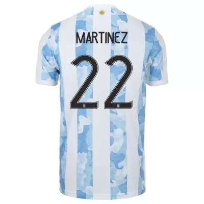 Damen Argentinische Fussballnationalmannschaft Lautaro Martinez #22 Heimtrikot Blau Weiss 2021 Trikot
