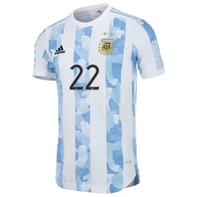 Kinder Argentinische Fussballnationalmannschaft Lautaro Martinez #22 Heimtrikot Blau Weiss 2021 Trikot