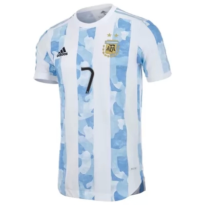 Kinder Argentinische Fussballnationalmannschaft Rodrigo de Paul #7 Heimtrikot Blau Weiss 2021 Trikot