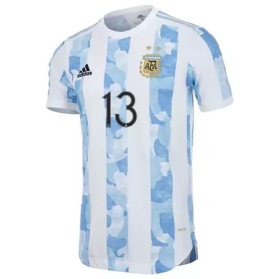 Kinder Argentinische Fussballnationalmannschaft Cristian Romero #13 Heimtrikot Blau Weiss 2021 Trikot