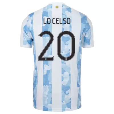 Herren Argentinische Fussballnationalmannschaft Giovani Lo Celso #20 Heimtrikot Blau Weiss 2021 Trikot