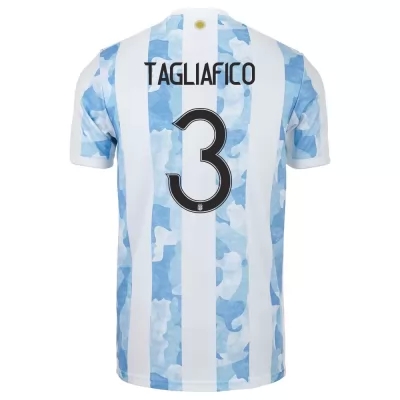 Kinder Argentinische Fussballnationalmannschaft Nicolas Tagliafico #3 Heimtrikot Blau Weiss 2021 Trikot
