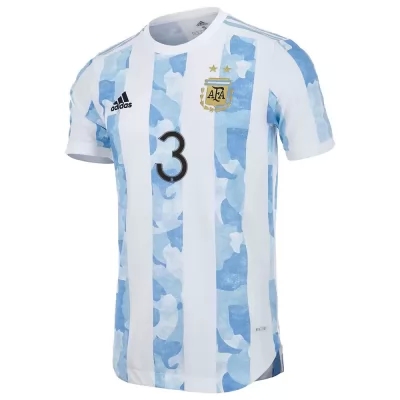Kinder Argentinische Fussballnationalmannschaft Nicolas Tagliafico #3 Heimtrikot Blau Weiss 2021 Trikot
