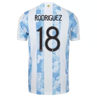 Damen Argentinische Fussballnationalmannschaft Guido Rodriguez #18 Heimtrikot Blau Weiss 2021 Trikot