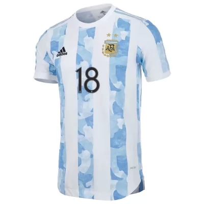 Kinder Argentinische Fussballnationalmannschaft Guido Rodriguez #18 Heimtrikot Blau Weiss 2021 Trikot