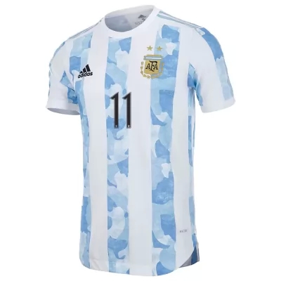 Kinder Argentinische Fussballnationalmannschaft Angel Di Maria #11 Heimtrikot Blau Weiss 2021 Trikot