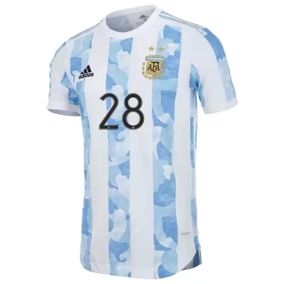 Kinder Argentinische Fussballnationalmannschaft Juan Musso #28 Heimtrikot Blau Weiss 2021 Trikot
