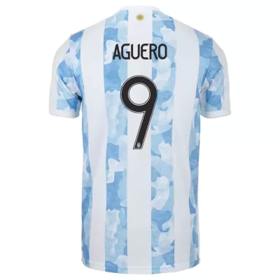 Kinder Argentinische Fussballnationalmannschaft Sergio Aguero #9 Heimtrikot Blau Weiss 2021 Trikot